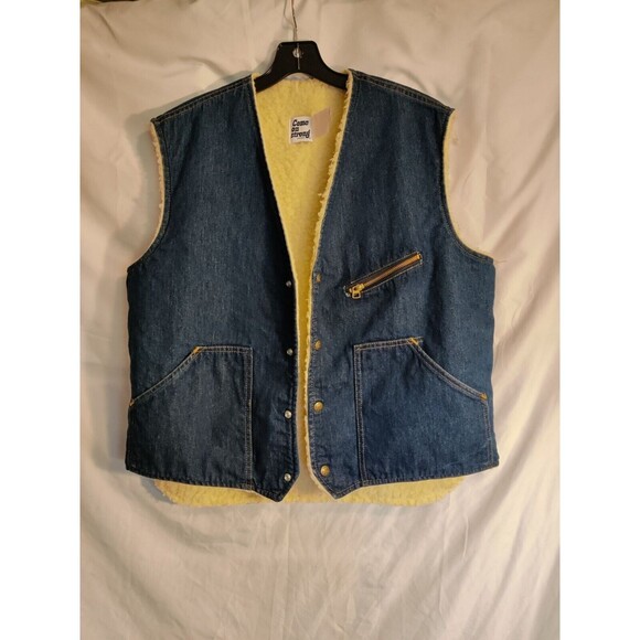 Vintage‎ 60s Come On Strong Denim Vest Large Indigo Deadstock Fleece Liner USA - Picture 9 of 9